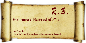 Rothman Barnabás névjegykártya